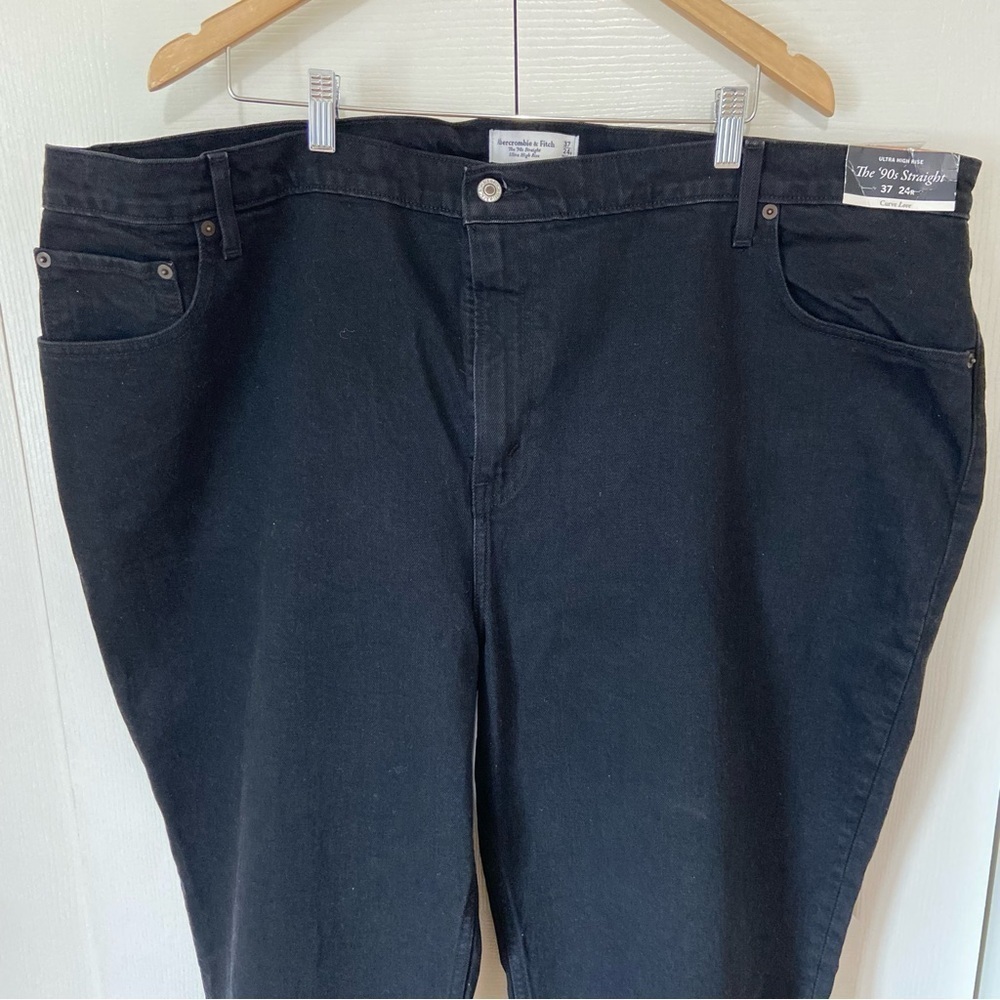 Abercrombie & Fitch NWT Ultra High Rise 90s Straight Denim Jeans Black size 24 - Picture 5 of 10